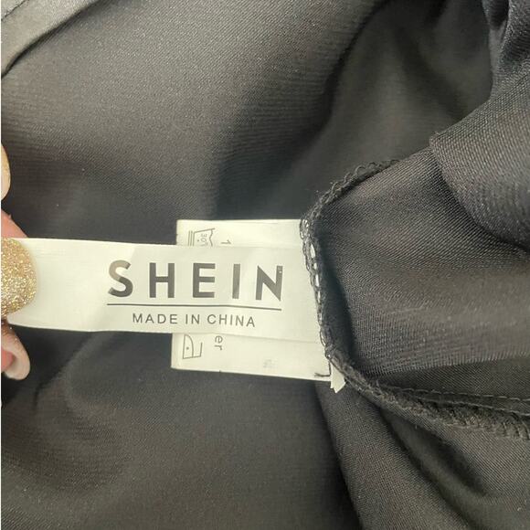 Satiny Women Top XL‎ Black Button Up High Low Hem Witchy Goth Punk Rocker Disco - Picture 2 of 10